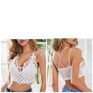 Bohemian White Lace Bralette Cropped Top M